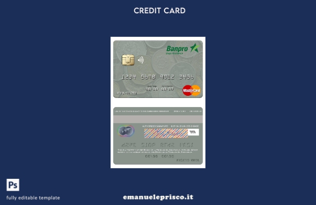 modello mastercard Nicaragua Banco de la Producción in stile verificato